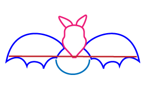 How to draw a cartoon bat step three