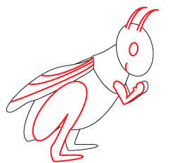 How to draw a Cartoon Cricket step 4
