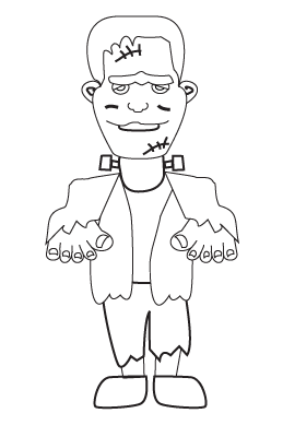 How to draw a cartoon Frankenstein