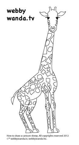How to draw a cartoon Giraffe step 4