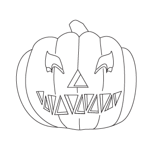 How to draw a cartoon Jack O Lantern step four