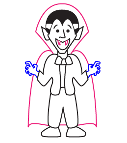 how to draw a cartoon vampire step five